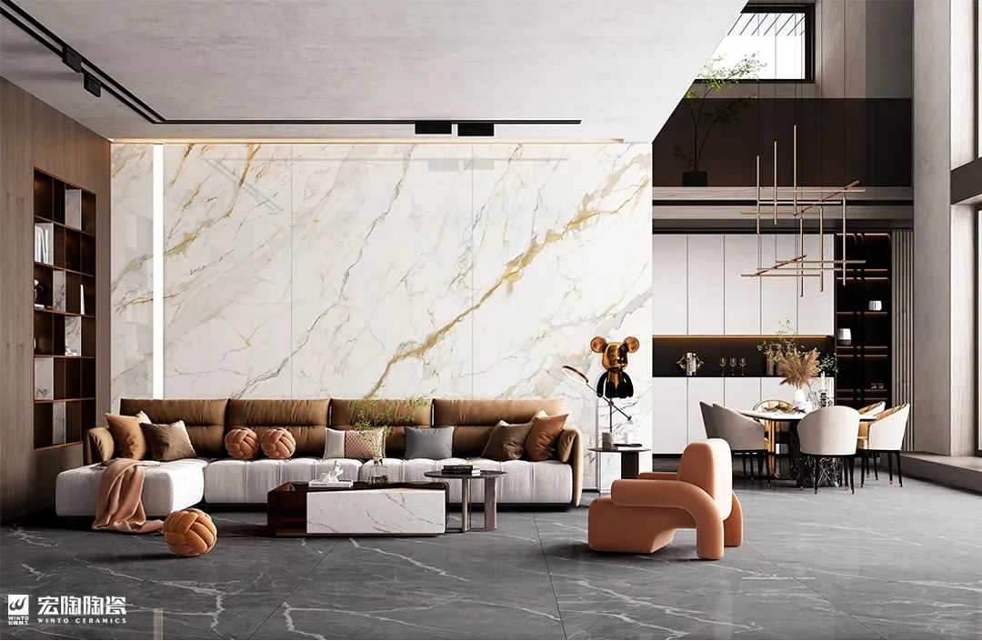 pp电子游戏9-TPG2412A036ABC瓷砖1200×2400×9mm轻奢极简装修效果图