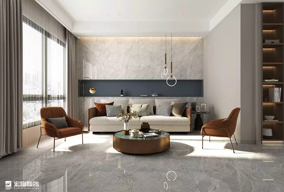 pp电子游戏抛釉系列陶瓷大板装修效果图