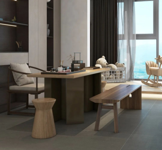 pp电子游戏质感砖清洁素雅的灰色肌理办公室效果图