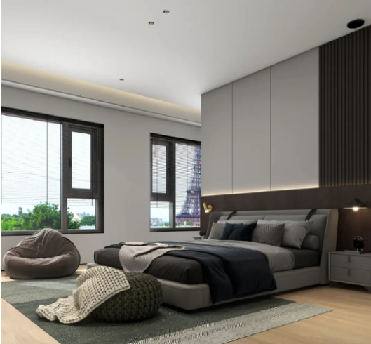 pp电子游戏质感砖卧室效果图